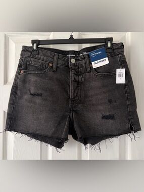 Old Navy Black Distressed Denim Shorts